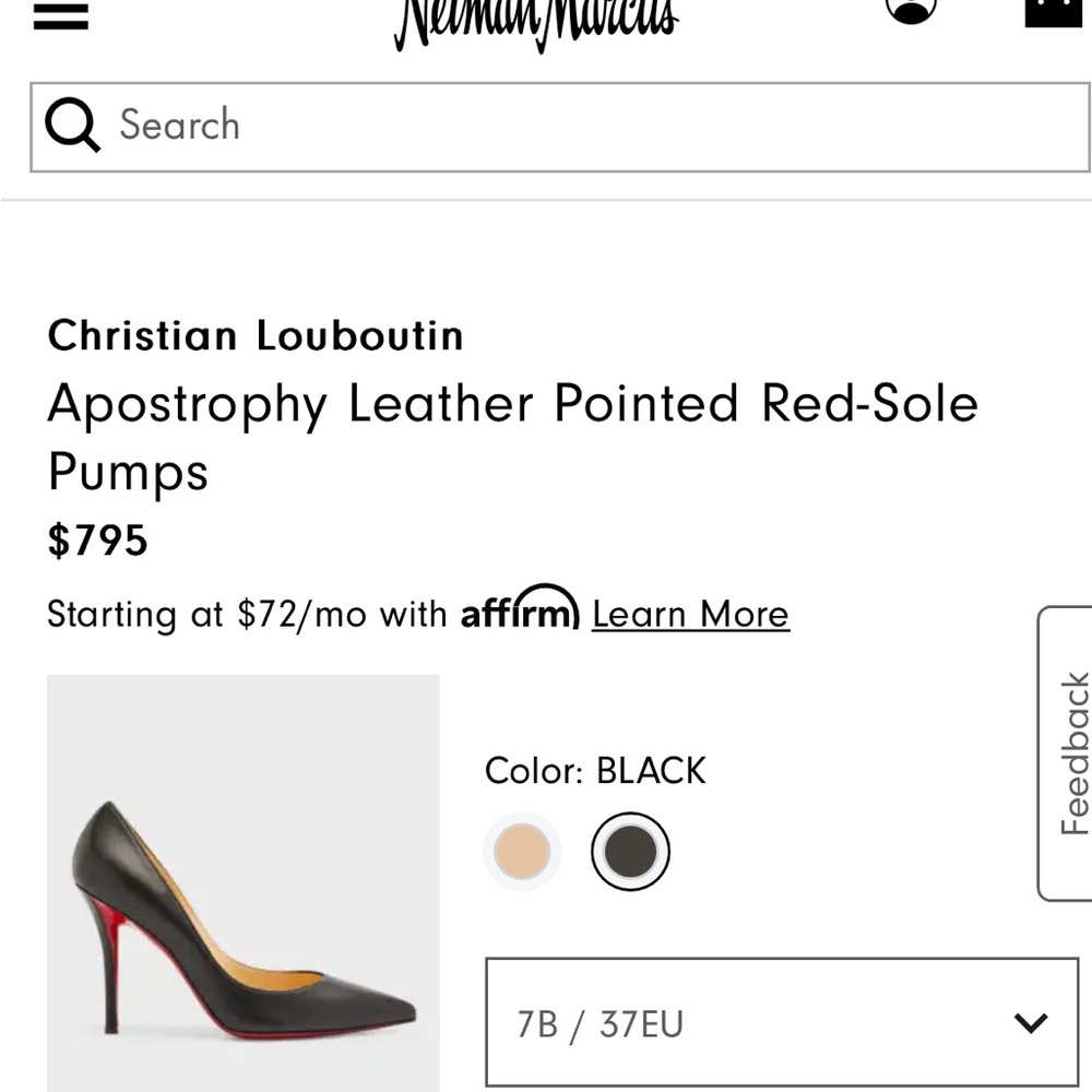 Black leather Christian Louboutin 4” heels. - Picture 10 of 11